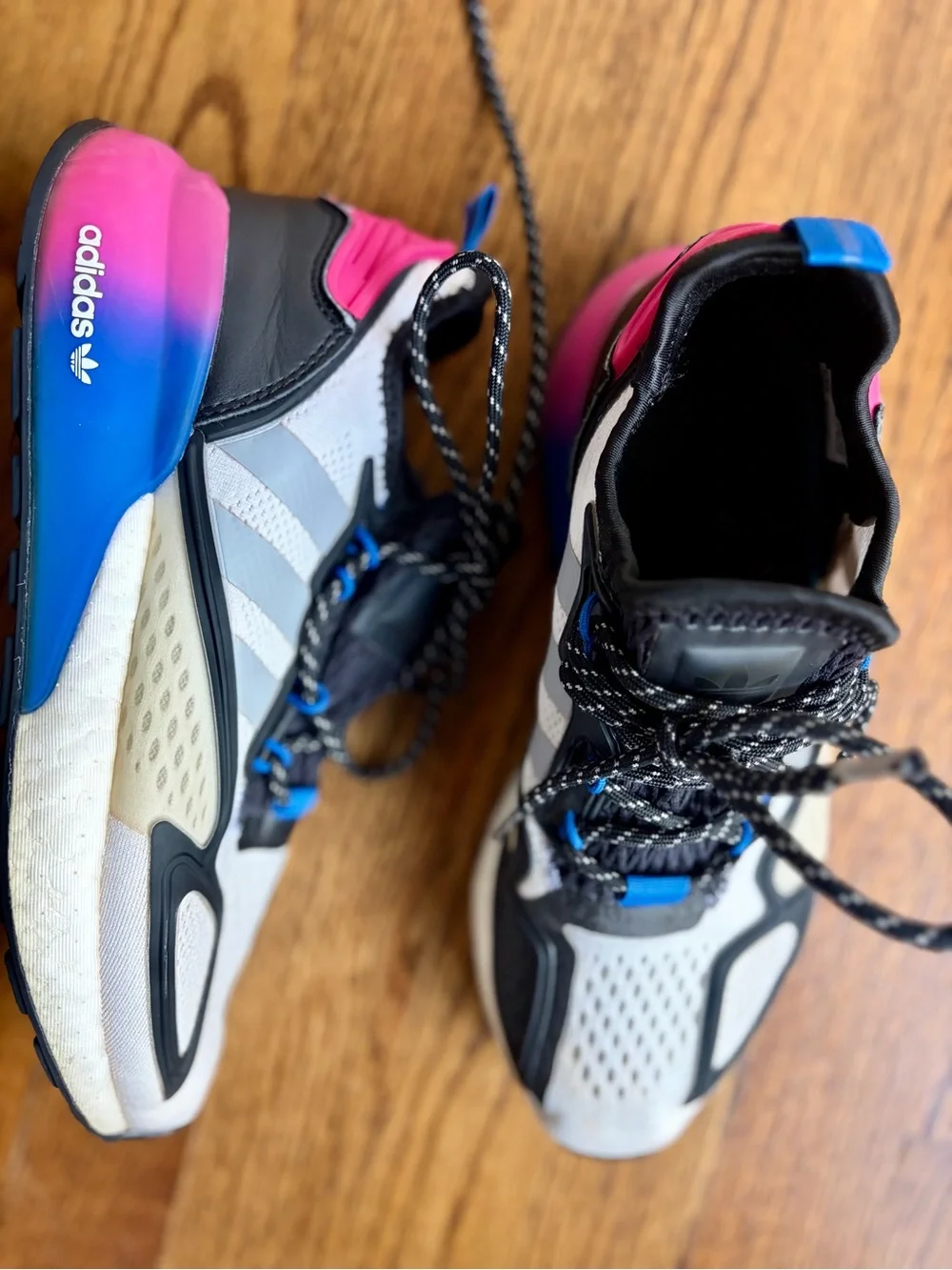 Adidas ZX 2K Boost J Gradient Sneakers US 6 White Blue Pink FY1942